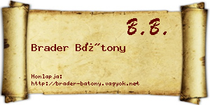 Brader Bátony névjegykártya